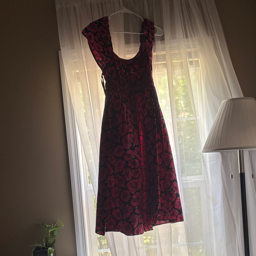 Kate Spade Dark Pink Floral Midi Dress